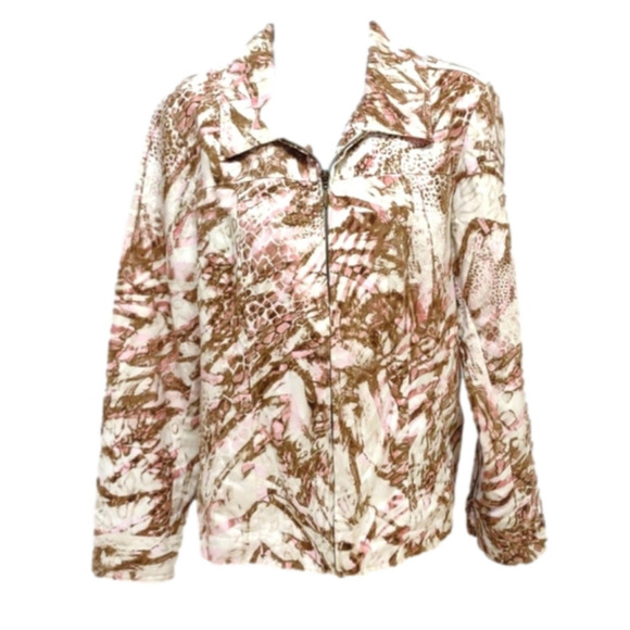 Additions by Chico's buttery soft tan and pink zip up jacket with side pockets M - Picture 2 of 10